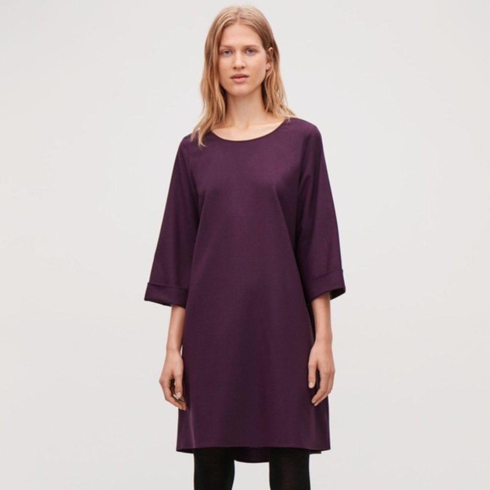 Grey Cos Wool A-line shift dress - sz 12